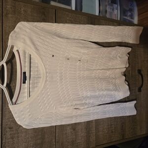 Tommy Hilfiger Cream Crew Neck Cable-Knit Top